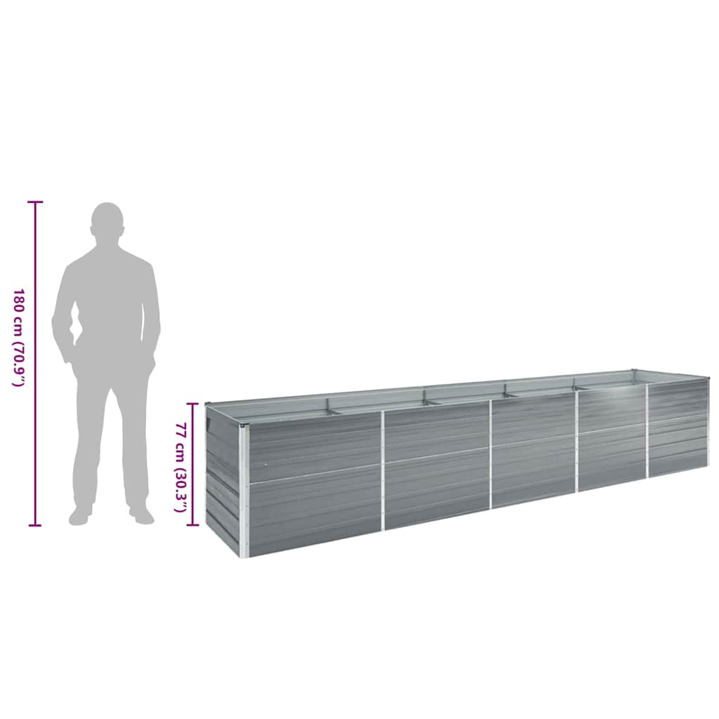 47060 vidaXL Garden Raised Bed Galvanised Steel 400x80x77 cm Grey