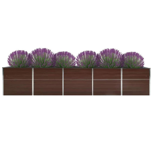 vidaXL Garden Raised Bed Galvanised Steel 400x80x77 cm Brown