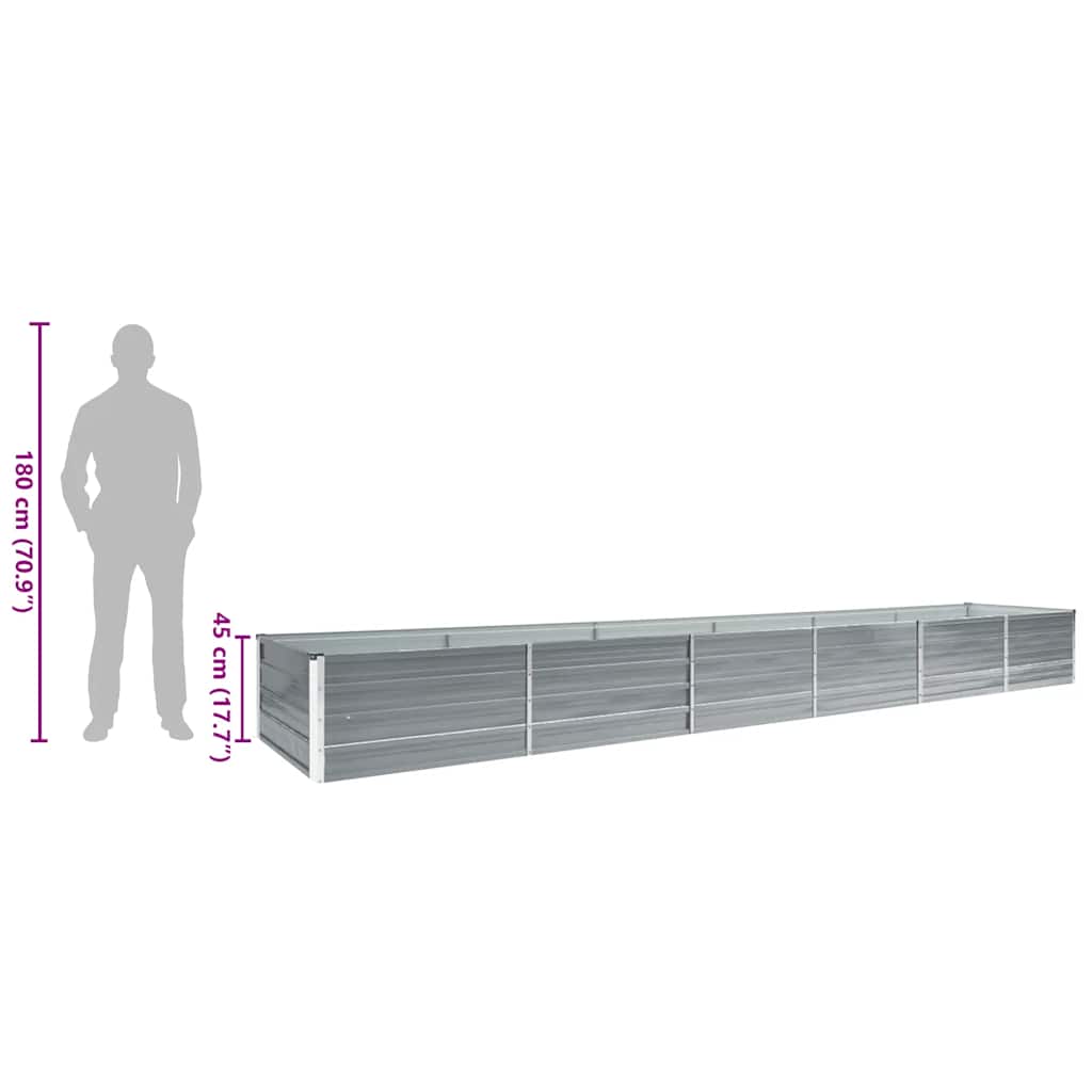 47064 vidaXL Garden Raised Bed Galvanised Steel 480x80x45 cm Grey
