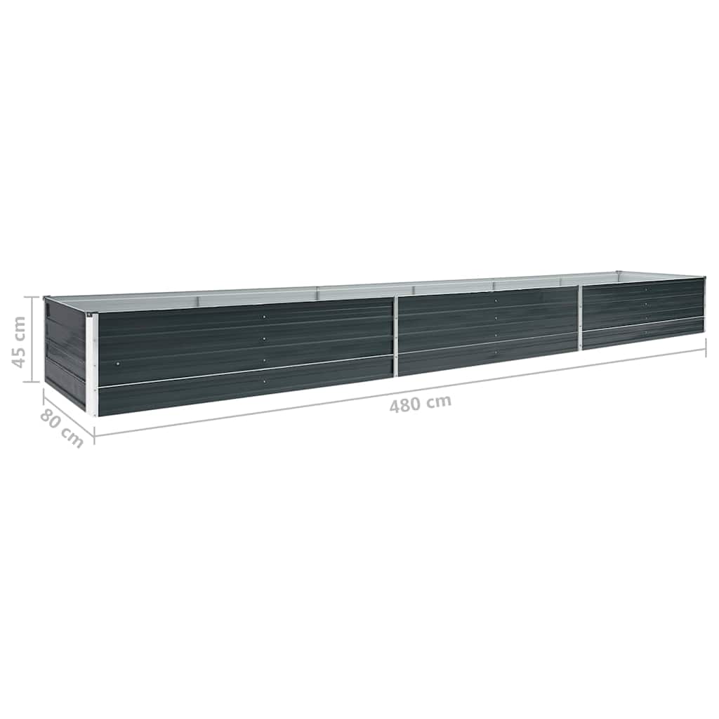 47067 vidaXL Garden Raised Bed Galvanised Steel 480x80x45 cm Anthracite