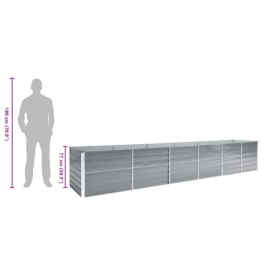 vidaXL Raised Bed | Grey | Galvanised steel | 480x80x77 cm | Durable