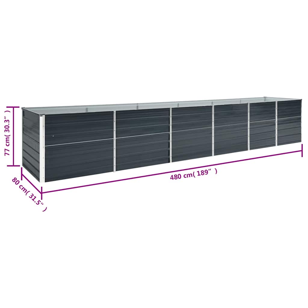 47071 vidaXL Garden Raised Bed Galvanised Steel 480x80x77 cm Anthracite