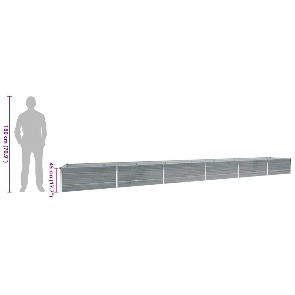 vidaXL Garden Raised Bed Galvanised Steel 600x80x45 cm Grey