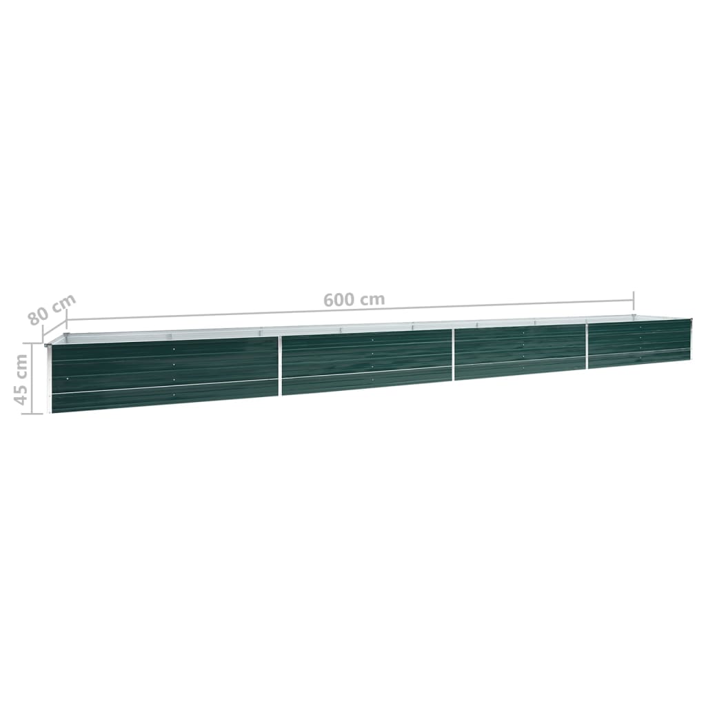 47073 vidaXL Garden Raised Bed Galvanised Steel 600x80x45 cm Green