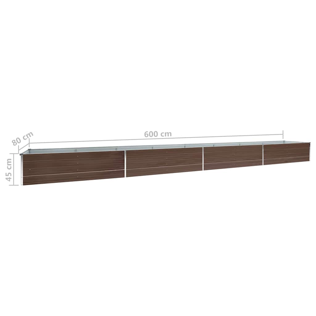 47074 vidaXL Garden Raised Bed Galvanised Steel 600x80x45 cm Brown
