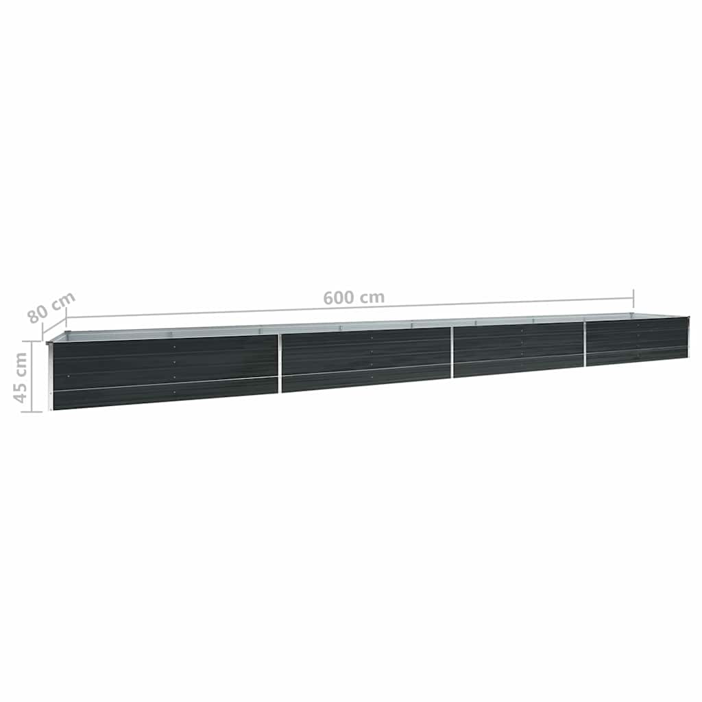 47075 vidaXL Garden Raised Bed Galvanised Steel 600x80x45 cm Anthracite