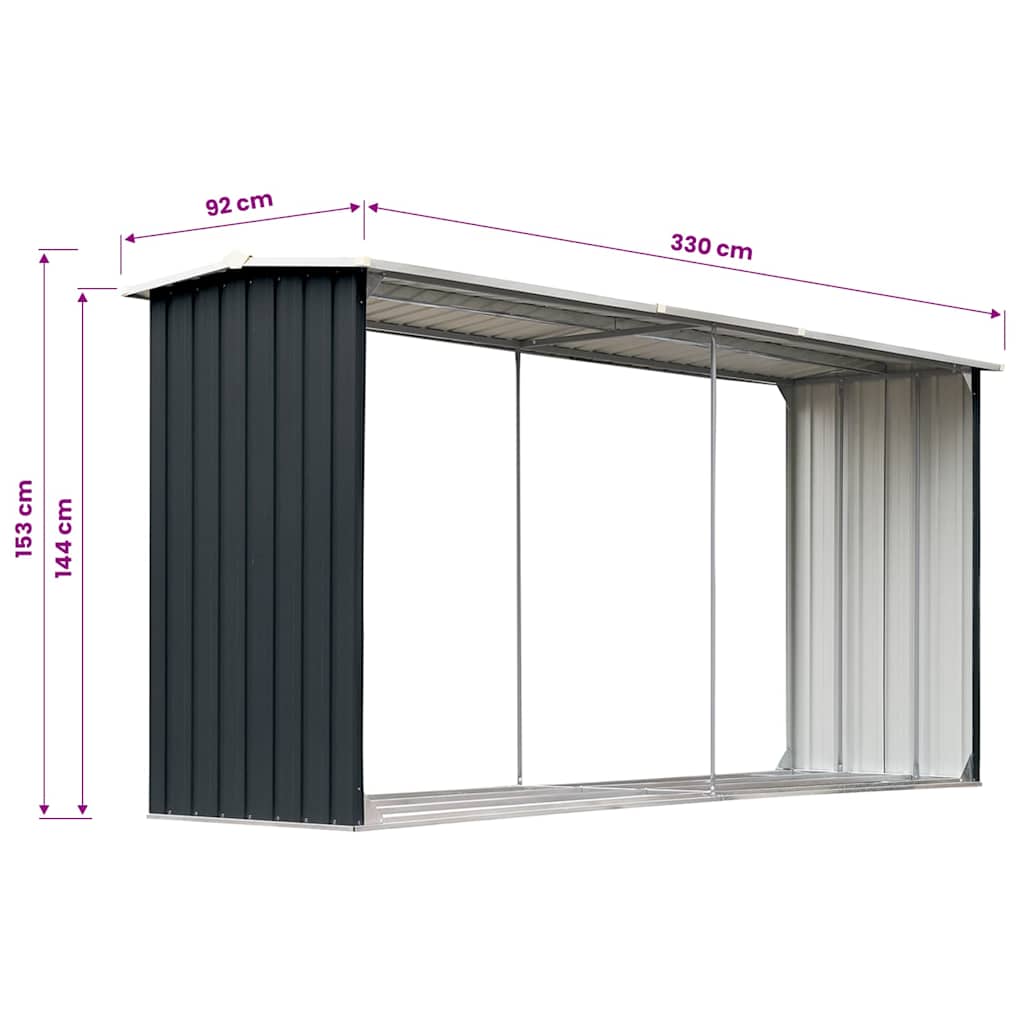 vidaXL Garden Log Storage Shed 330x92x153 cm Anthracite