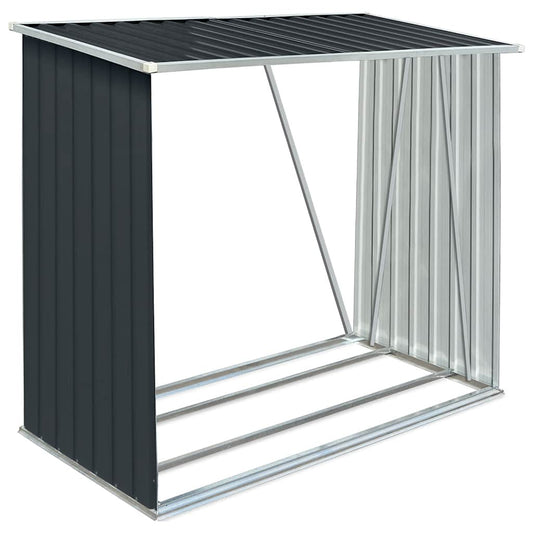 47091 vidaXL Garden Log Storage Shed Galvanised Steel 163x83x154 cm Anthracite