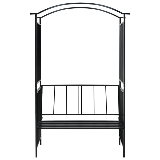 vidaXL Garden Arch with Bench Black 128x50x207 cm Iron