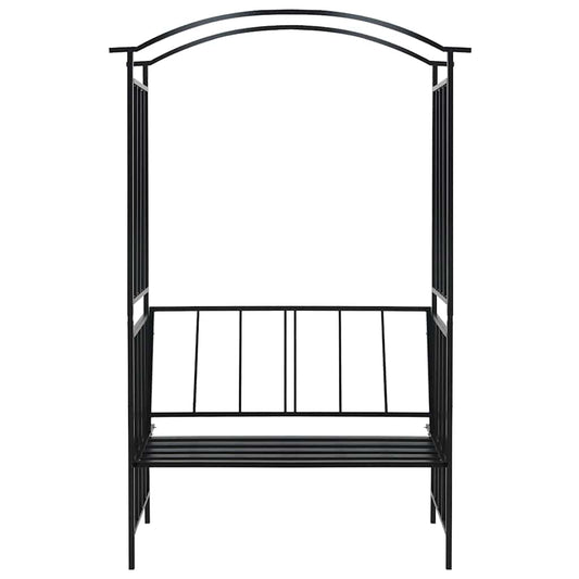 vidaXL Garden Arch with Bench Black 128x50x207 cm Iron