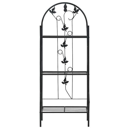 47097 vidaXL 3-Layer Plant Rack Black 52x28x128 cm Iron
