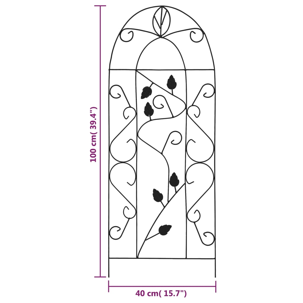 vidaXL Plant Climbing Racks 3 pcs Black 40x100 cm Iron