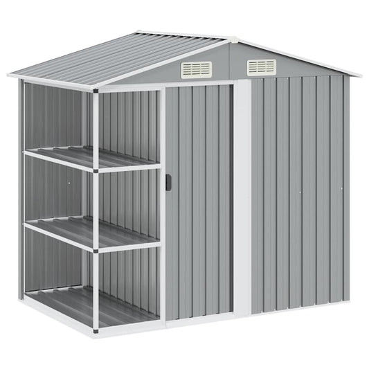 47103 vidaXL Garden Shed with Rack Grey 205x130x183 cm Iron
