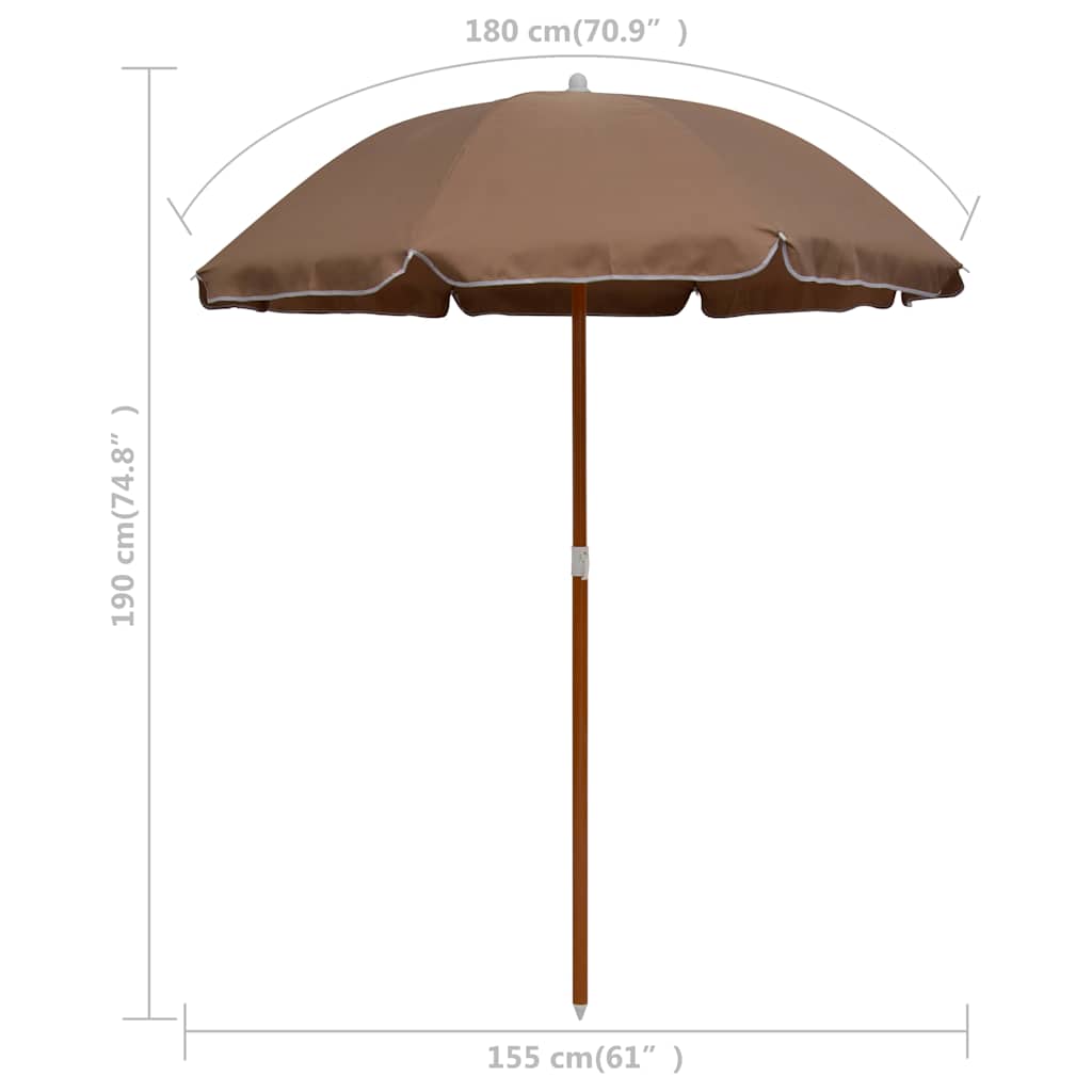 vidaXL Garden Parasol | Taupe | Polyester, steel | 180 cm