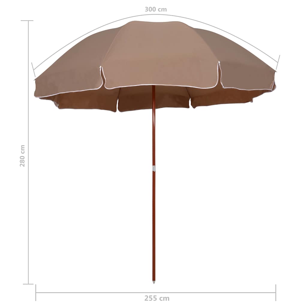 vidaXL Garden Parasol with Steel Pole 300 cm Taupe