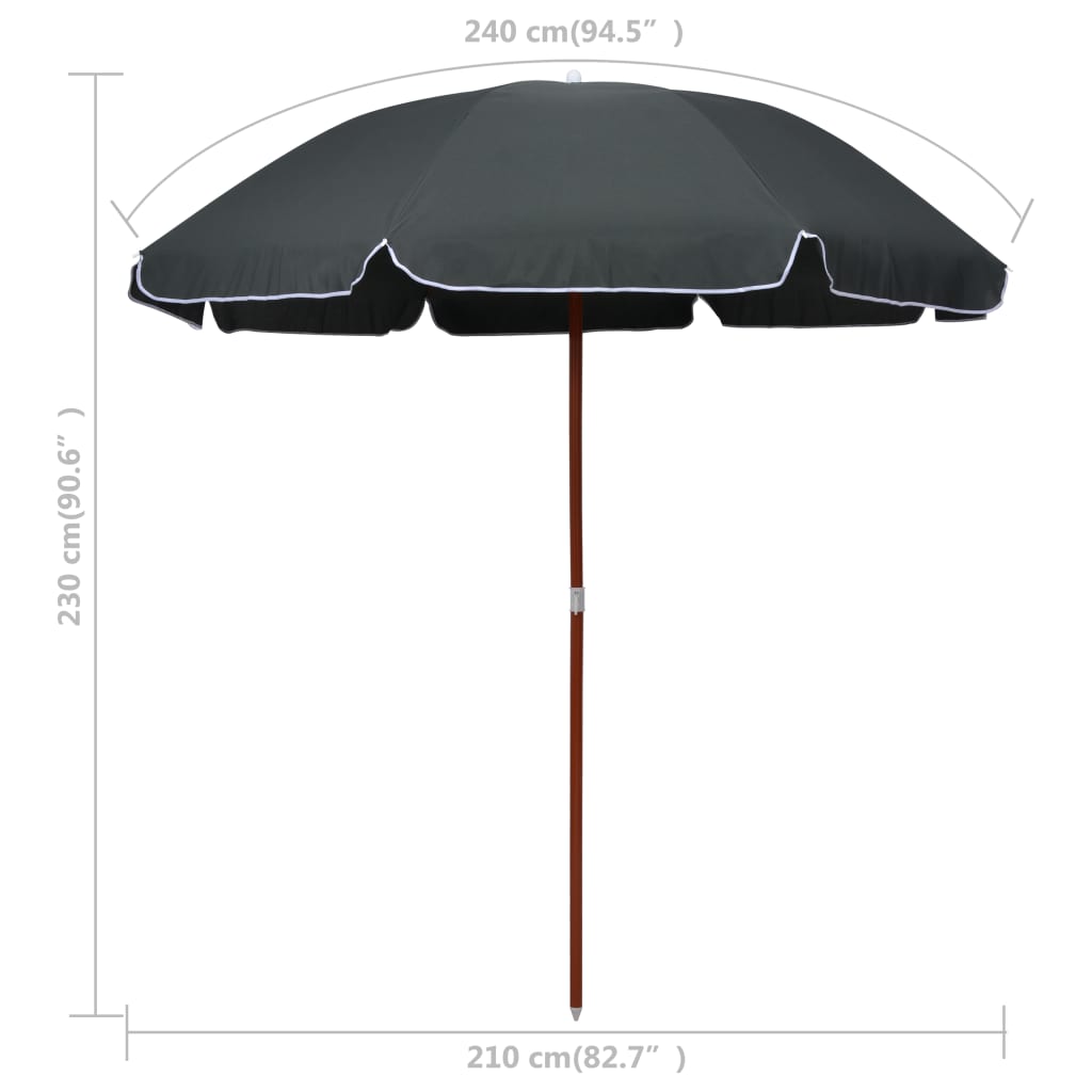 vidaXL Garden Parasol | Anthracite | Polyester, Steel | Large