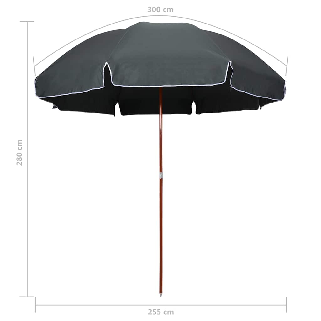 vidaXL Garden Parasol with Steel Pole 300 cm Anthracite