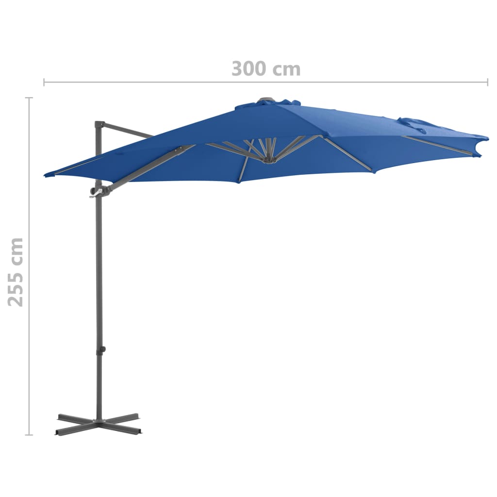vidaXL Cantilever Garden Parasol with Steel Pole Azure Blue 300 cm