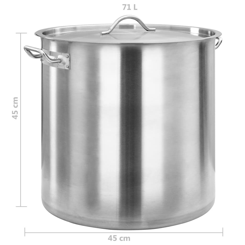 vidaXL Stock Pot 71 L 45x45 cm Stainless Steel