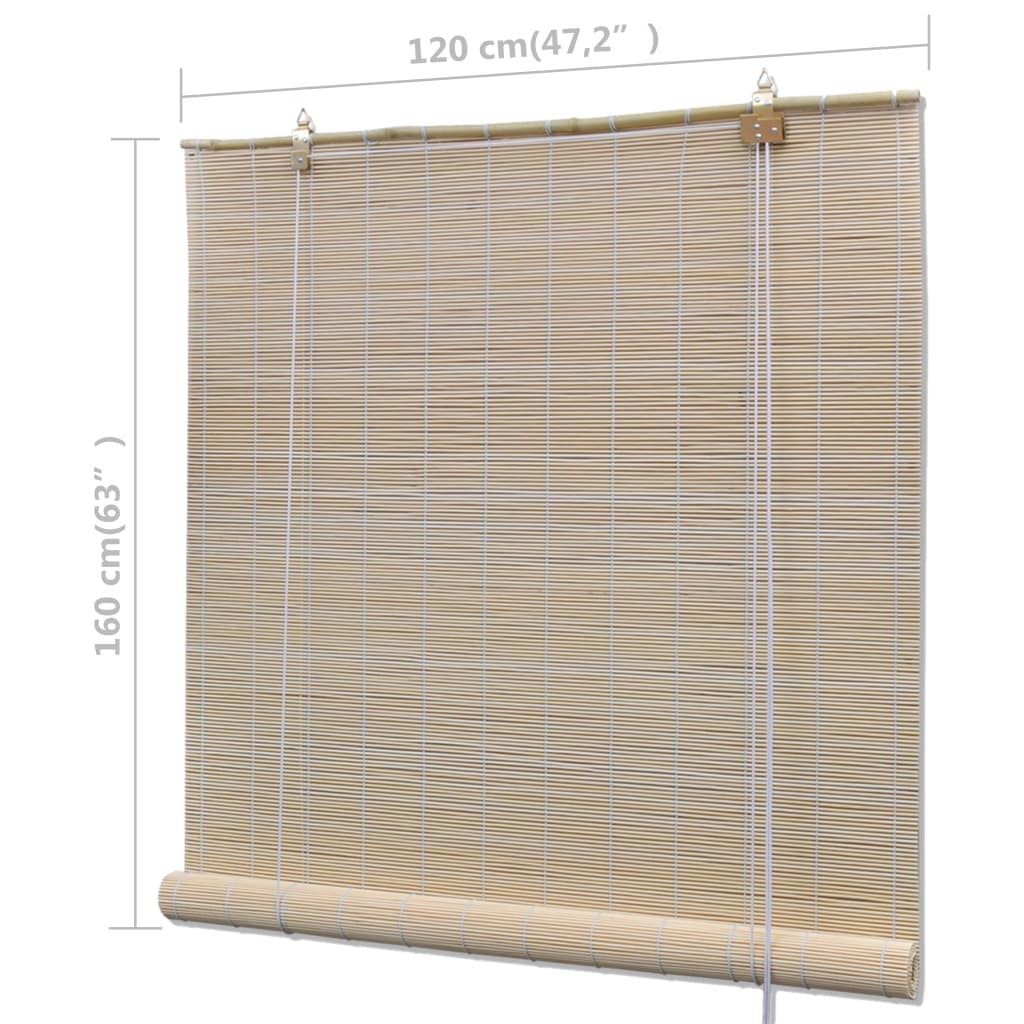 vidaXL Bamboo Roller Blinds 2 pcs 120x160 cm Natural