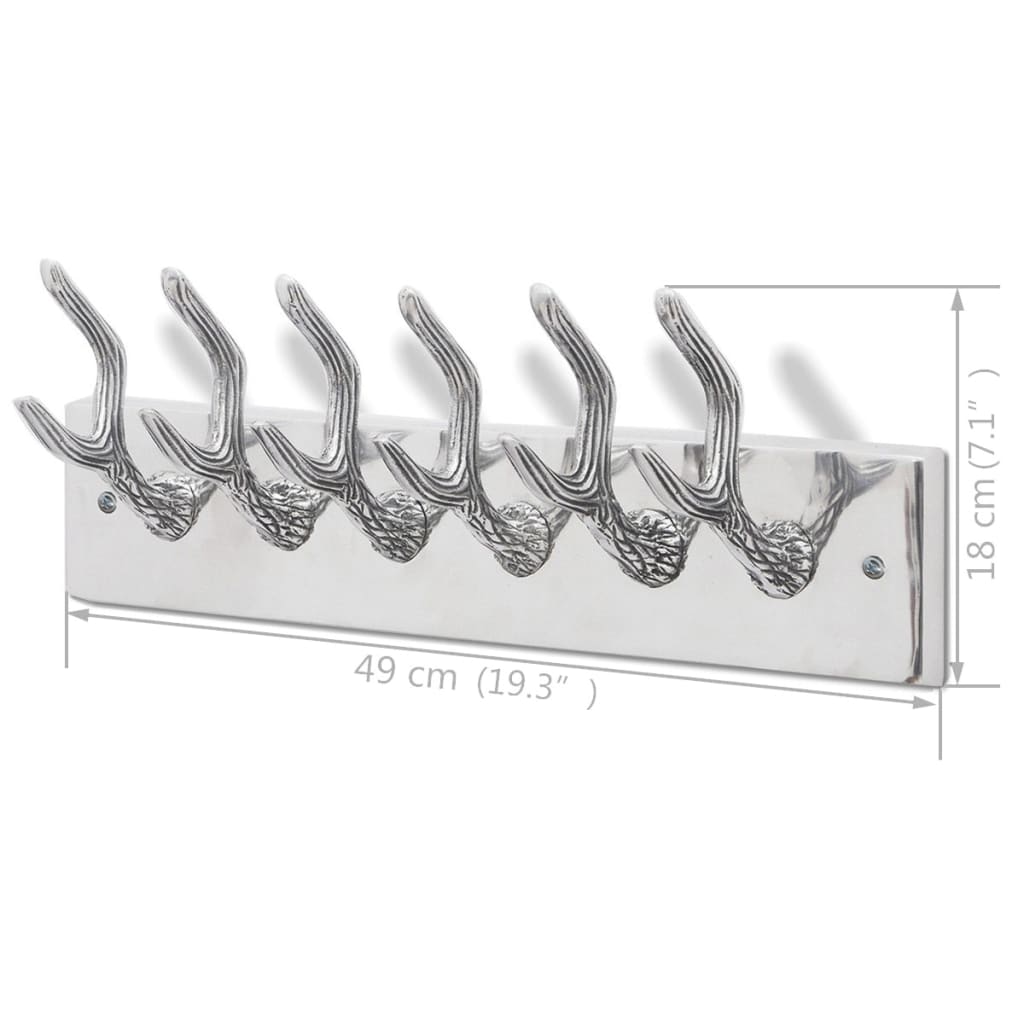 vidaXL Coat Rack | Set of 4 | Silver | Aluminium | Space-saving | Hooks