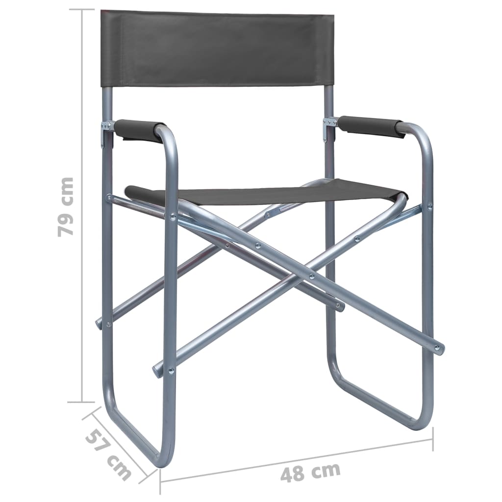 vidaXL Director's Chairs 2 pcs Steel Grey