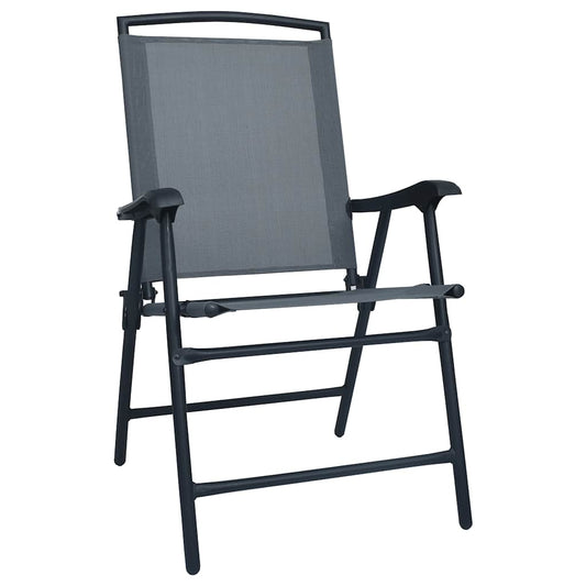vidaXL Folding Chairs 2 pcs Texilene Grey
