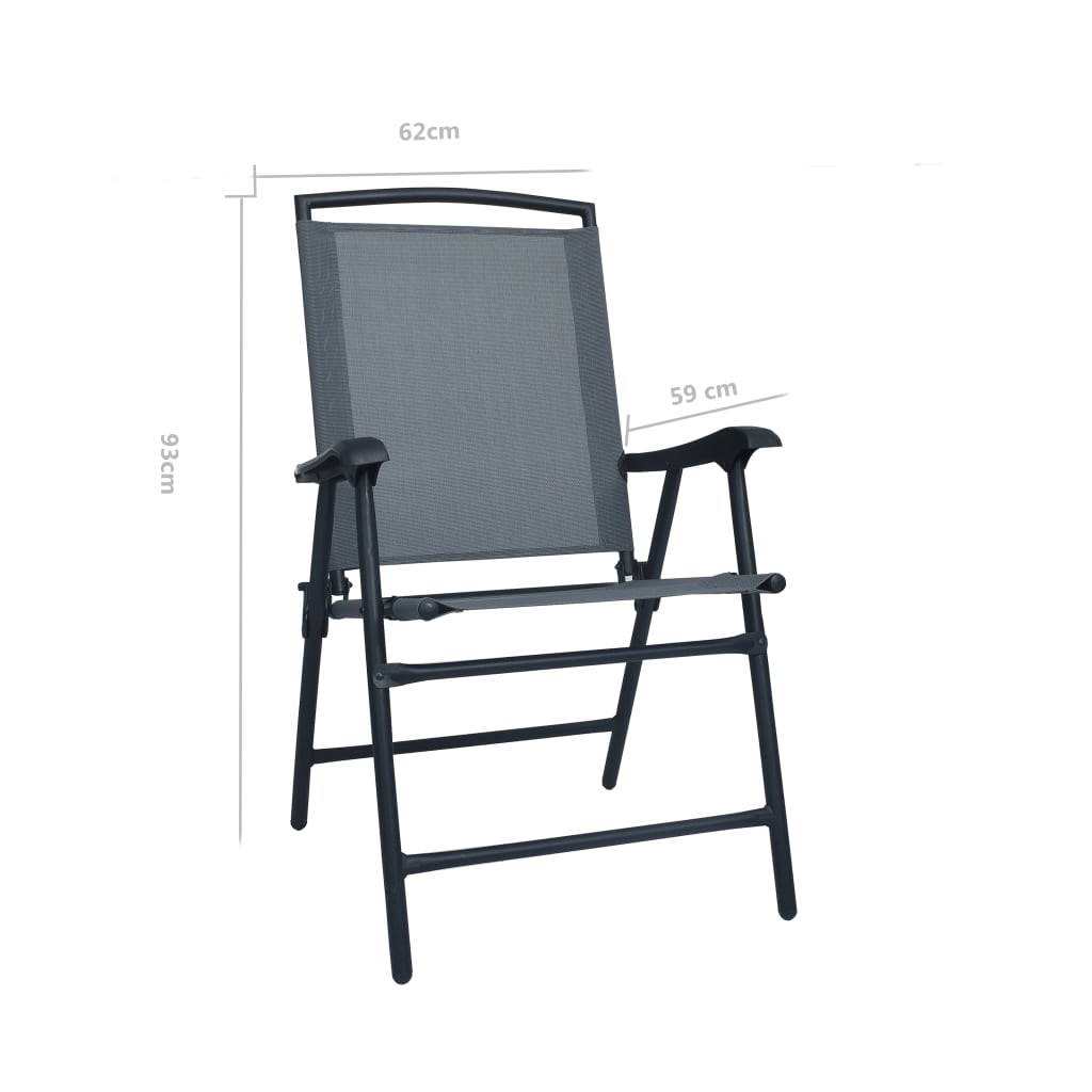 vidaXL Folding Chairs 2 pcs Texilene Grey