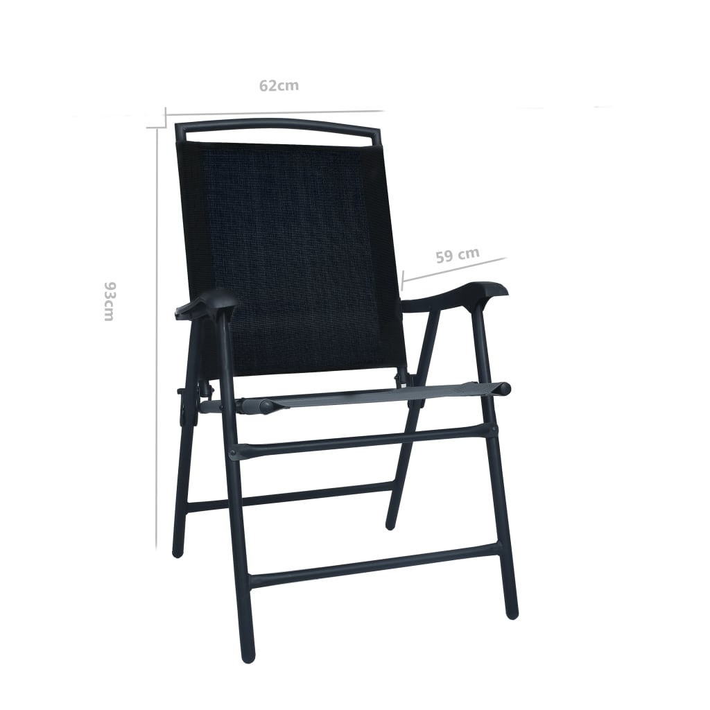 vidaXL Folding Garden Chairs 2 pcs Texilene Black