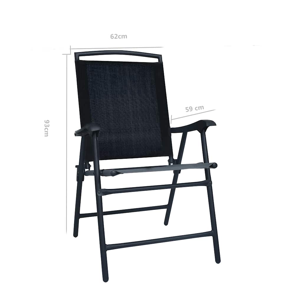 vidaXL Folding Chairs 2 pcs Texilene Black