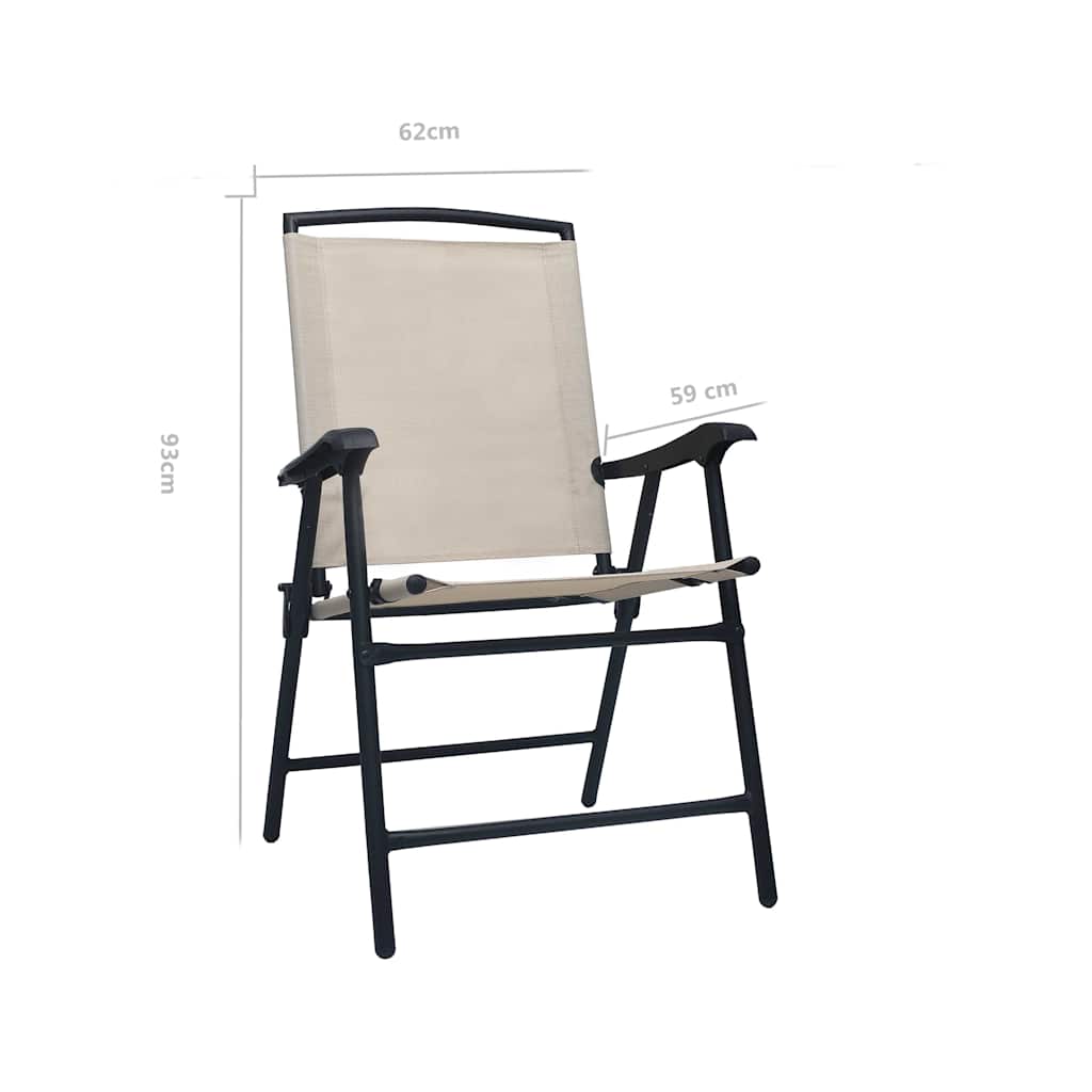 vidaXL Folding Chairs 2 pcs Texilene Cream