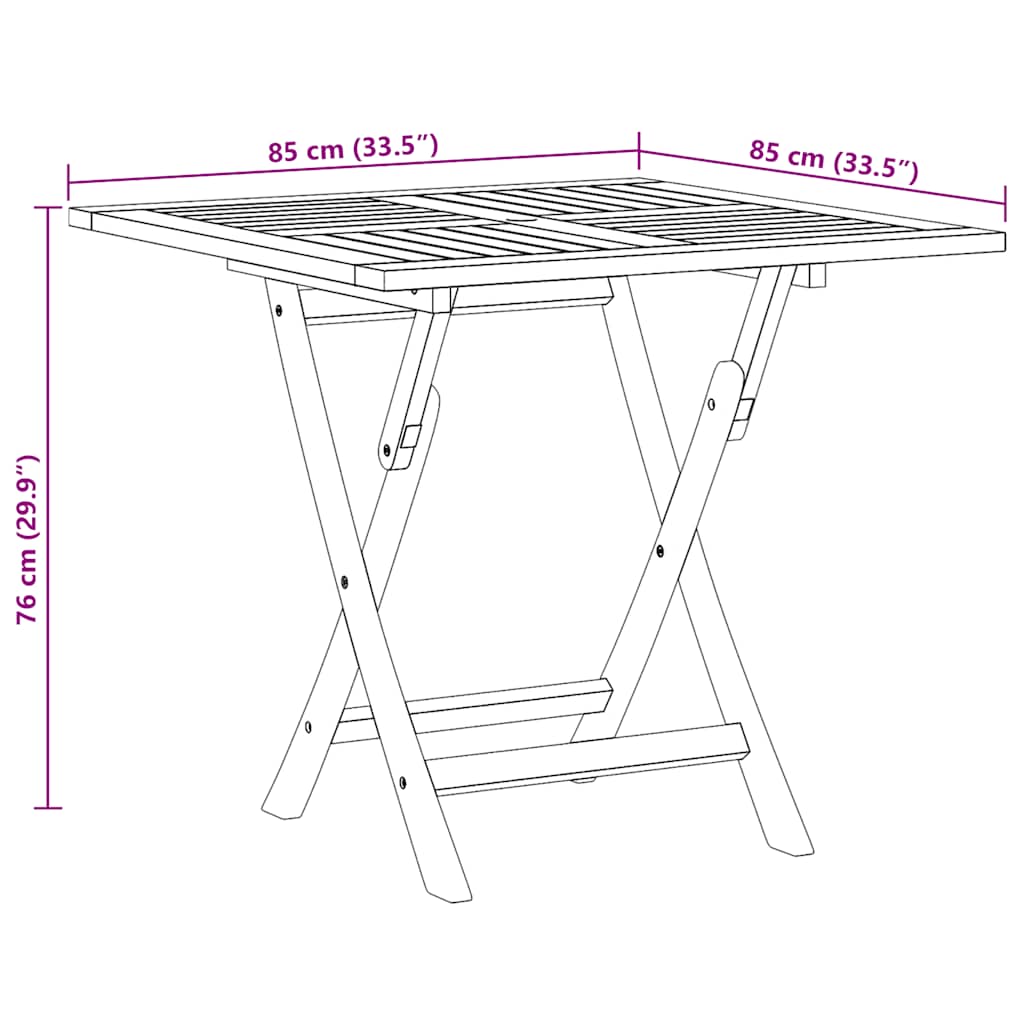 vidaXL Folding Garden Table 85x85x76 cm Solid Teak Wood