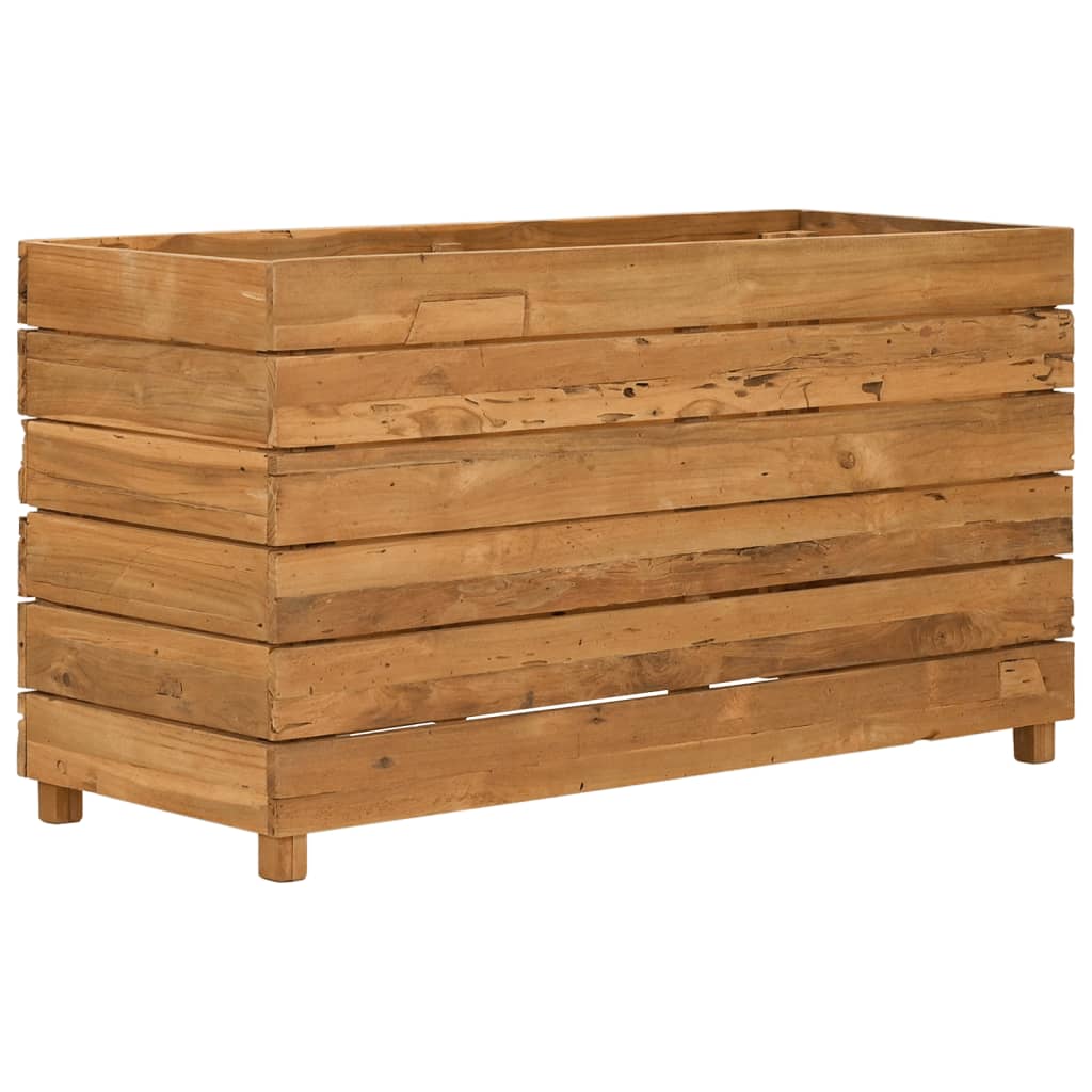 vidaXL Raised Bed | Natural Wood | Recycled Teak Wood and Steel | Medium