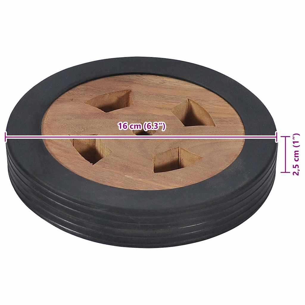 48016 vidaXL Sunlounger Spare Wheels 2 pcs Solid Teak Wood