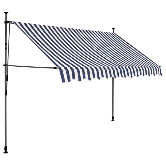 vidaXL Manual Retractable Awning with LED 250 cm Blue and White
