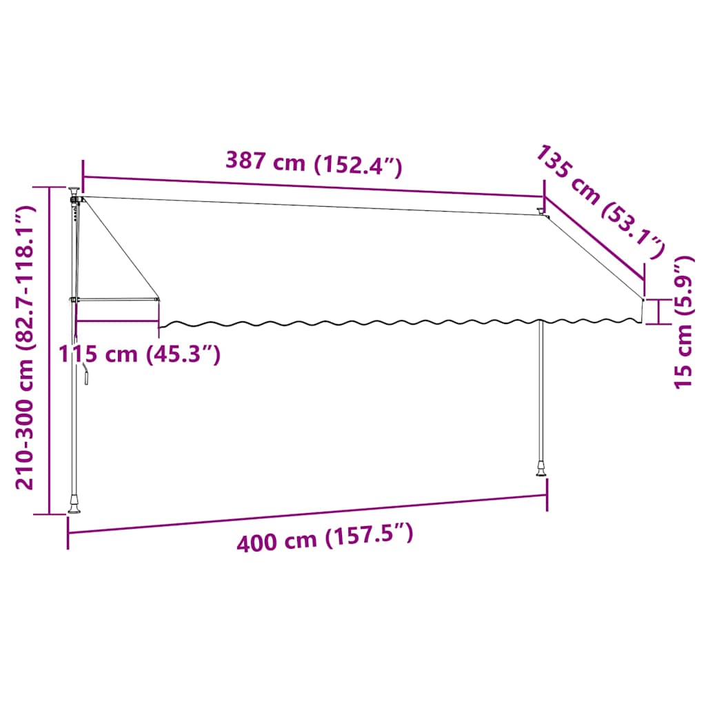 vidaXL Manual Retractable Awning with LED 400 cm Blue and White