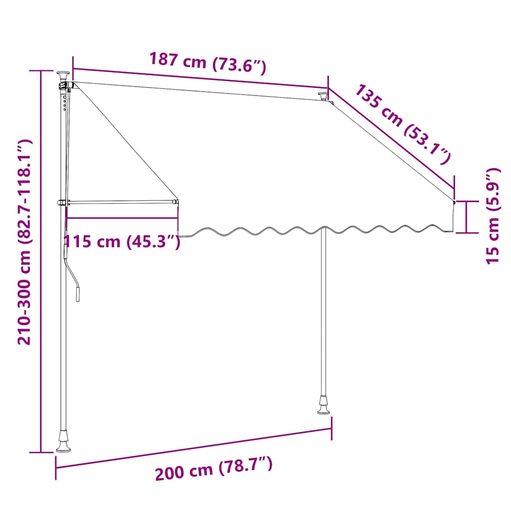vidaXL Manual Retractable Awning with LED 200 cm Anthracite