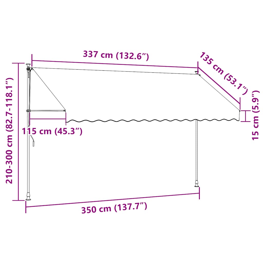 vidaXL Manual Retractable Awning with LED 350 cm Anthracite