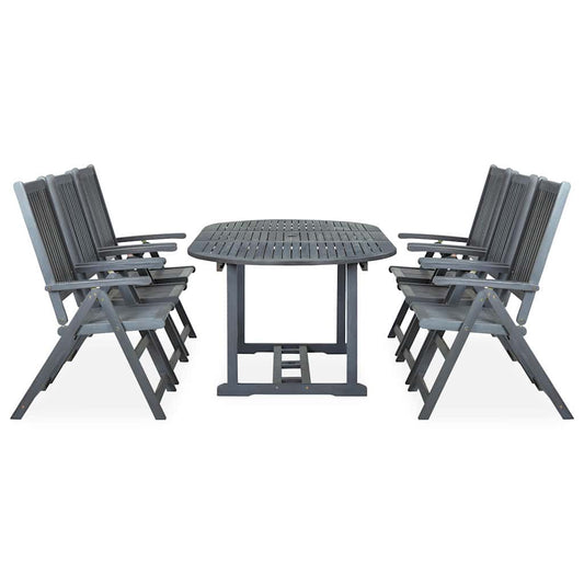 47278 vidaXL 7 Piece Outdoor Dining Set Solid Acacia Wood Grey
