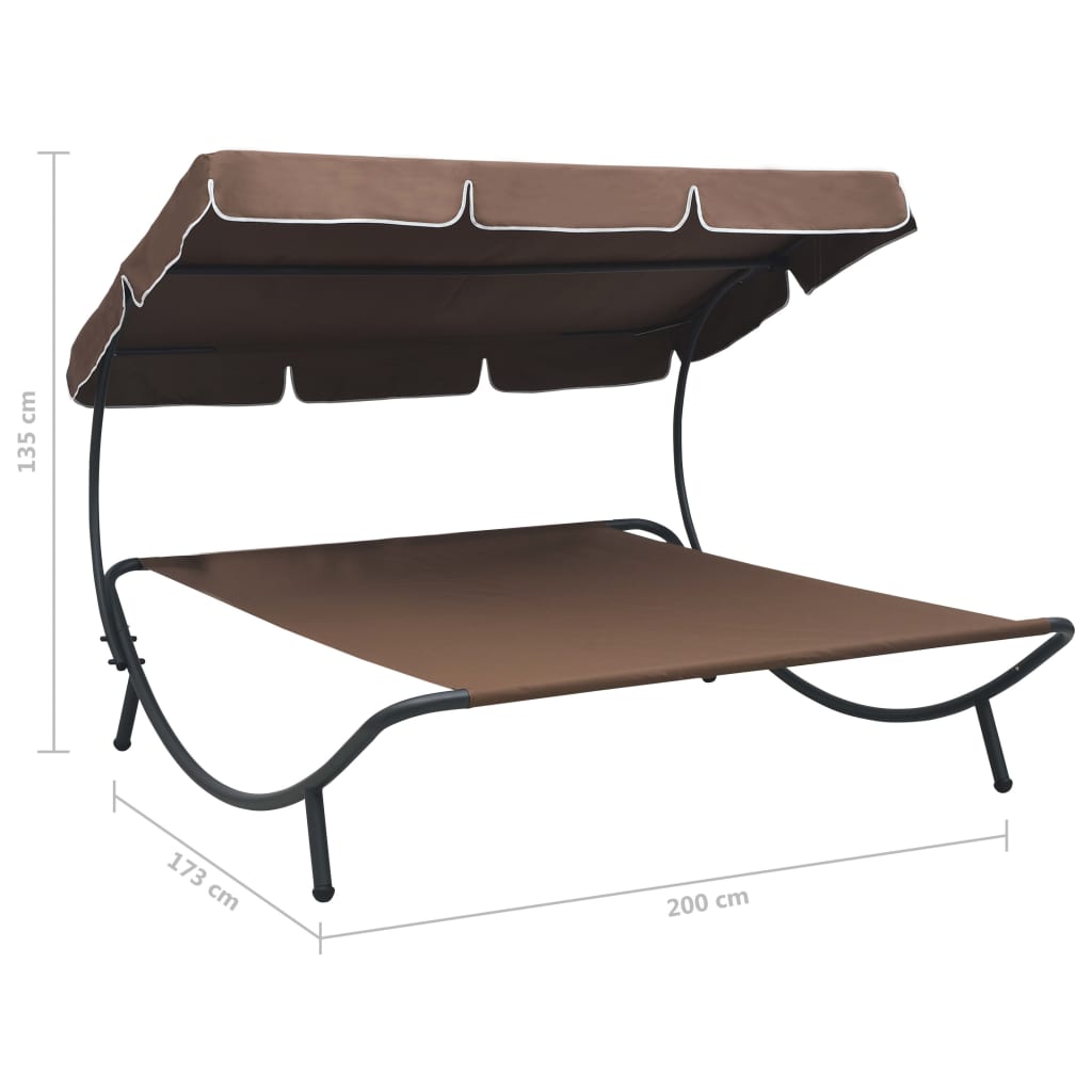 vidaXL Sun Lounger | Brown | Oxford fabric | Double | Durable | Chaise Lounge