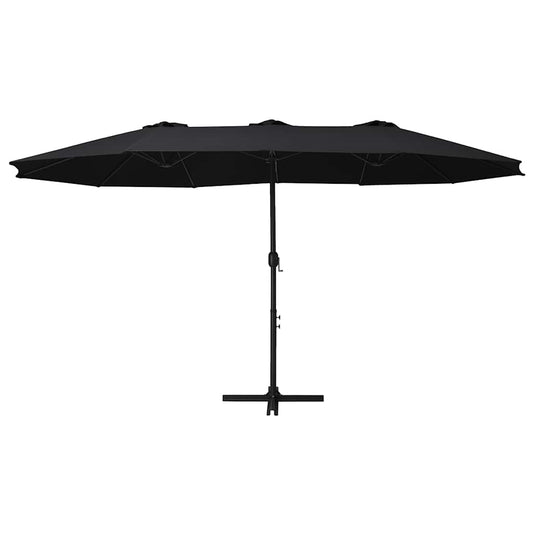 vidaXL Garden Parasol with Aluminium Pole 460x270 cm Black