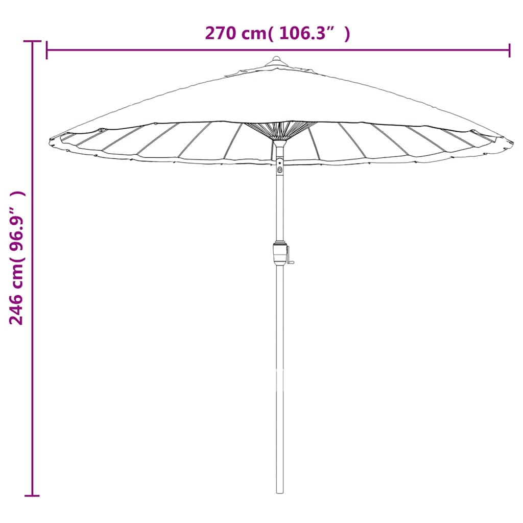 vidaXL Garden Parasol with Aluminium Pole 250 cm Black
