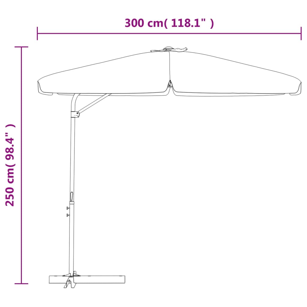 vidaXL Garden Parasol with Steel Pole 300 cm Bordeaux Red