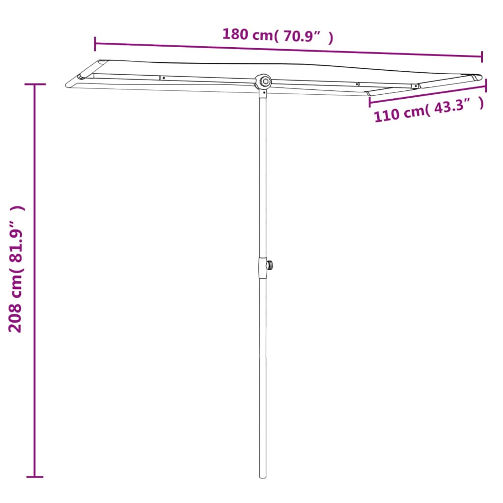 vidaXL Garden Parasol with Aluminium Pole 180x110 cm Sand White