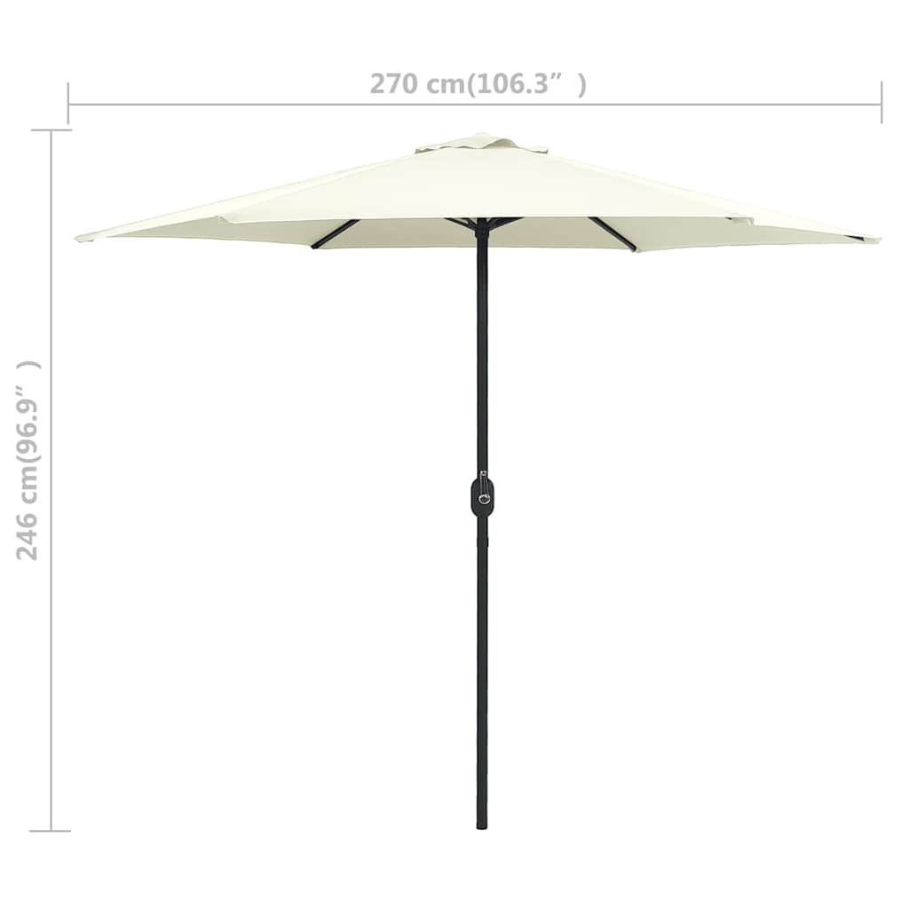 vidaXL Garden Parasol with Aluminium Pole 270x246 cm Sand White