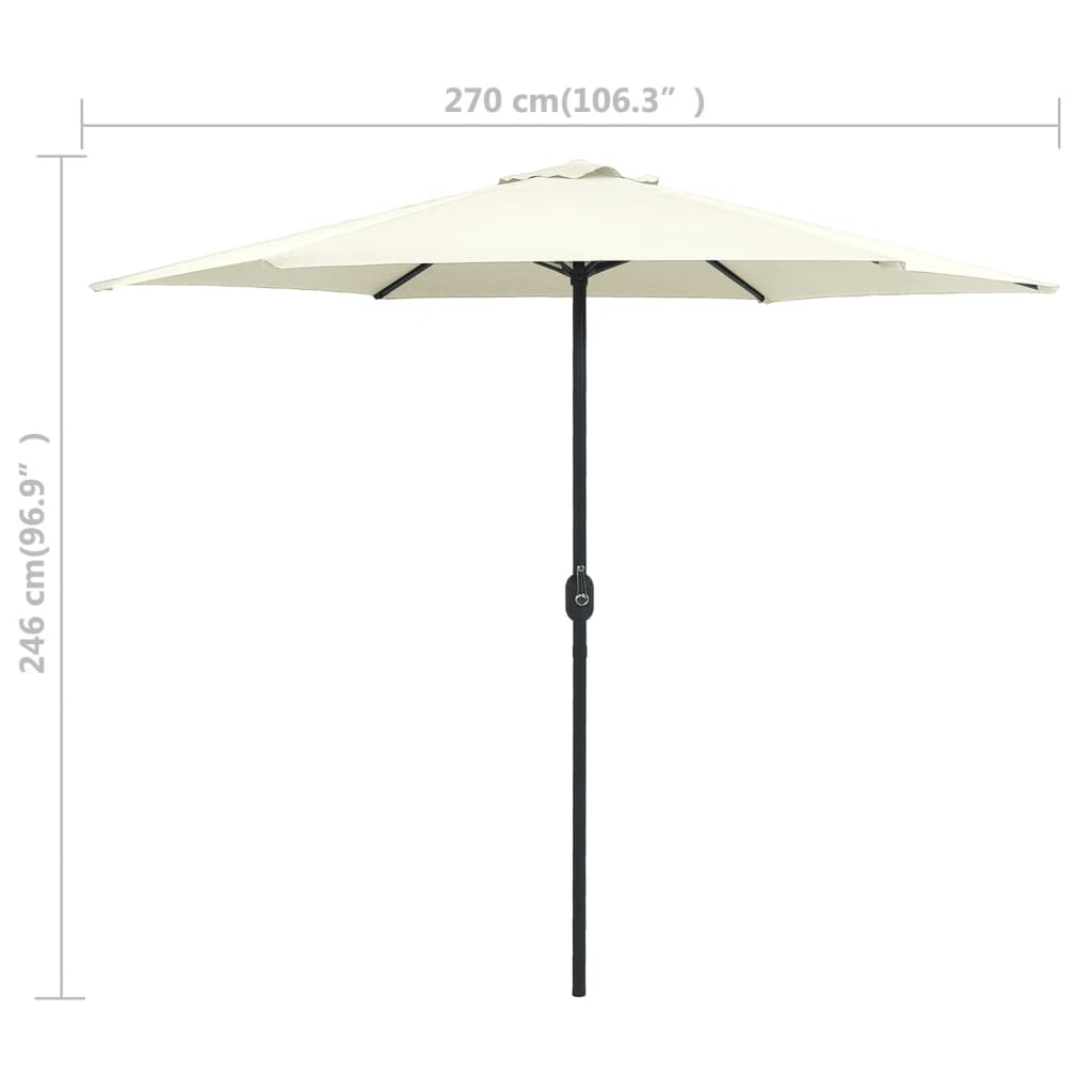 vidaXL Garden Parasol with Aluminium Pole 270x246 cm Sand White