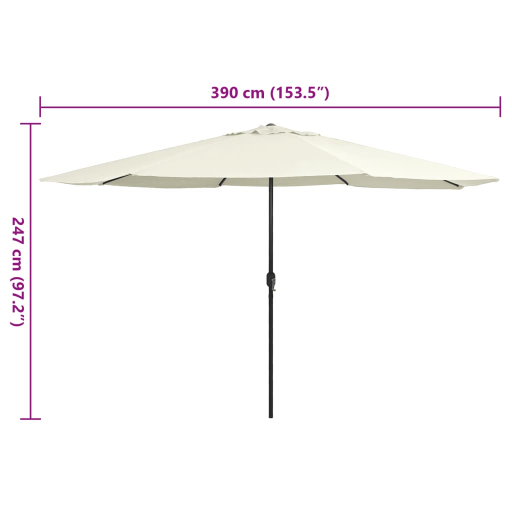 vidaXL Garden Parasol | Sand White | Polyester, Metal | Large