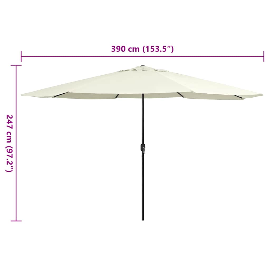 vidaXL Garden Parasol with Metal Pole 390 cm Sand White