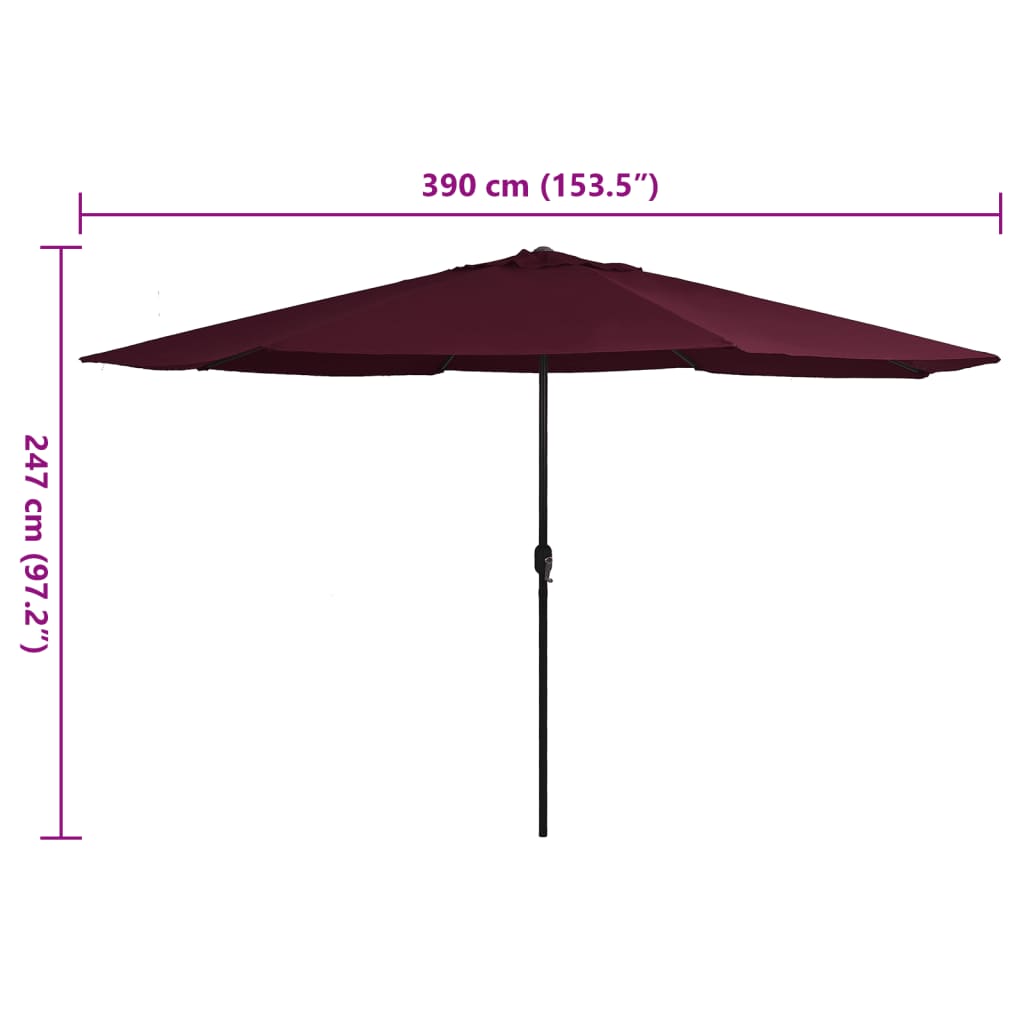 vidaXL Garden Parasol | Bordeaux red | Polyester, Metal | Medium | Foldable