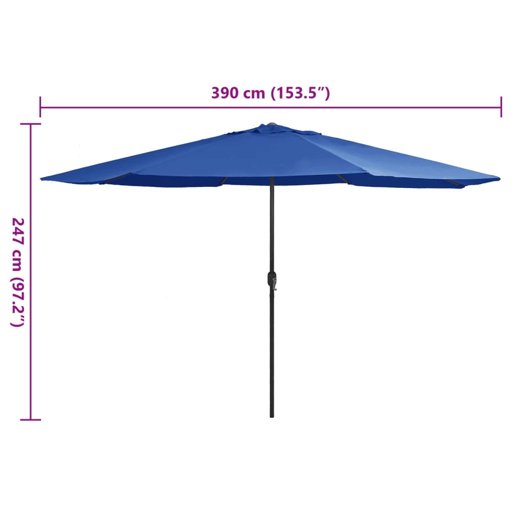 vidaXL Garden Parasol | Azure Blue | 100% polyester, metal | Large | Collapsible